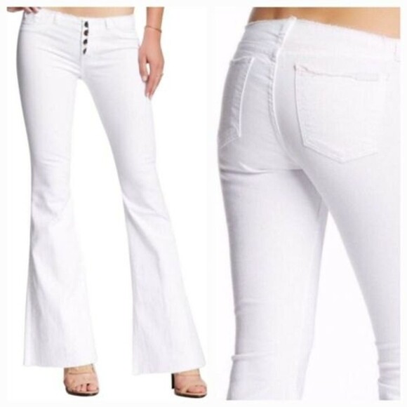 HUDSON LINEN BLEND Pants Women's Size 25 COLLECTION Raw WAISTBAND FLARE LEG - Picture 5 of 13